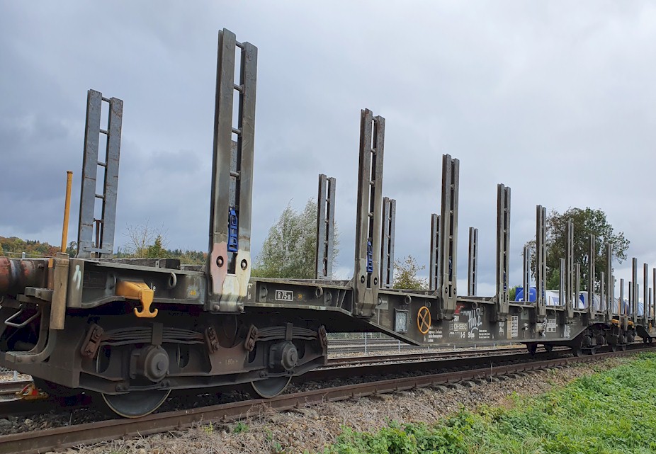50 x Snps 4 axle flat cars for timber and wood transport for sale – Bild 7